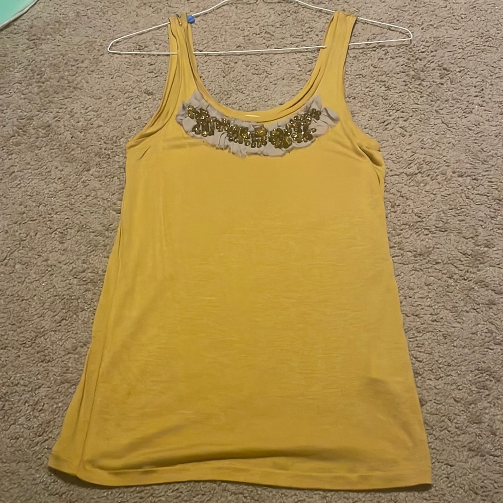 J. Crew sunflower yellow tank with jewels